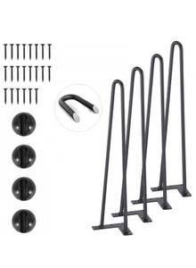 lot 20089 image: VEVOR 19 Hairpin Furniture Legs, Metal Home DIY Projects for Nightstand, Coffee Table, Desk, 500lbs Load Capacity with Rubber Floor Protectors, Metal Heavy Duty Sturdy Modern Table Legs, 4PCS Black - Retail $0