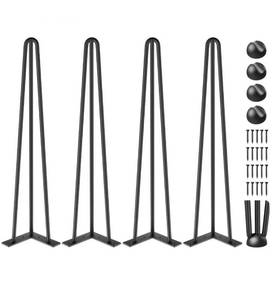 lot 20090 image: VEVOR Hairpin Table Legs 20 Black Set of 4 Desk Legs 880lbs Load Capacity (Each 220lbs) Hairpin Desk Legs 3 Rods for Bench Desk Dining End Table Chairs Carbon Steel DIY Heavy Duty Furniture Legs - Retail $0