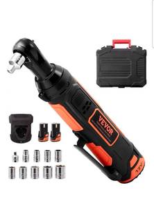 lot 20095 image: VEVOR 38 Cordless Electric Ratchet Wrench Set, 12V 33 Ft-lbs Power Ratchet Tool Kit, 45-Min Fast Charge, 2-Pack 2.0Ah Battery, Built-in LED Light, Variable Speed Trigger, 10 Sockets - Retail $63
