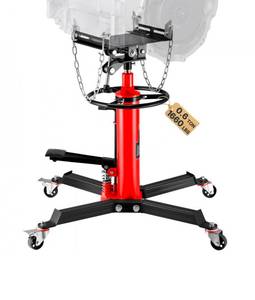 lot 20103 image: VEVOR Transmission Jack,0.75 Ton1660 lbs Capacity Hydraulic Telescopic Transmission Jack, 2-Stage Floor Jack Stand with Foot Pedal, 360° Swivel Wheel, GarageShop Lift Hoist, Red - Retail $203