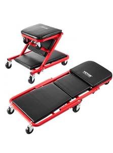 lot 20131 image: VEVOR Foldable Z Garage Creeper, 36 in, 300 lbs Load Capacity Rolling Folding Mechanic Creeper Stool, with 6 Wheels Tool Tray Padded Seat Steel Frame, Lay Down or Sit Chair for Garage Shop or Home - Retail $0