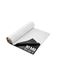 lot 20137 image: VEVOR 10 Mil Plastic Sheeting Heavy Duty 10 x 100, Thick Plastic Sheeting Roll, Plastic Drop Cloth Painters Tarp Covering for Crawl Space Vapor Barrier, Black and White Double-Sided, Multi-Purpose - Retail $110