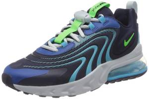 lot 61945 image: NIKE Air Max 270 React Eng, Mens Running Shoe, Blackened BlueGreen Strike, 9.5 - Retail $321