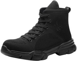 lot 61990 image: RAYDLINX Steel Toe Work Boots Black High-top Industrial Safety Shoes Lightweight Construction Sneakers for Men Women Unisex G03 Summer (blackG03, Numeric_13) - 45 - Retail $0