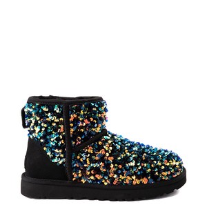 lot 62437 image: Womens UGG Mini Classic Stellar Sequin Boot, Size 9 M - Black - Retail $170