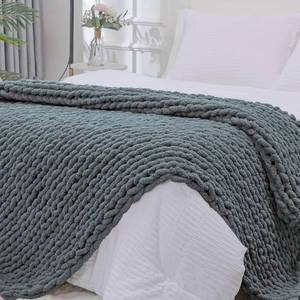 $94 Bigacogo Chunky Knit Throw Blanket 80x90, Iron Gray
