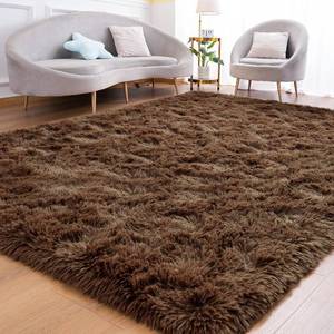 lot 610 image: Goideal Fluffy Rug 5x7 Brown Faux Fur Shag Carpet Ultra Soft