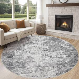 lot 611 image: $100 UERMEI 8ft Round Area Rug - 8x8 Washable Neutral Modern Grey