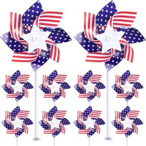 lot 622 image: UOUYOO American Flag Patriotic Pinwheels 10 Pack for Yard & Garden