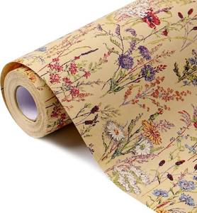 lot 639 image: Tyzarglef Wild Flower Wrapping Paper Roll, 17 x 6 Kraft