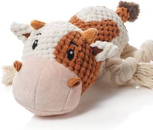lot 663 image: Sedioso Plush Cow Dog Toy Squeaky Crinkle Paper for Large Dogs