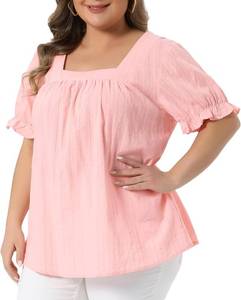 lot 682 image: Agnes Orinda Plus-Size Summer Top Square Neck Ruffle Sleeve