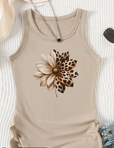 lot 694 image: Womens Tan Tanktop with Leopard Flower, M