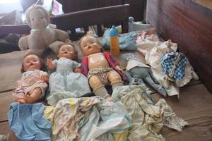 lot 2092 image: Vintage Dolls, Doll Clothes and More