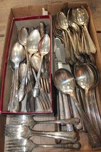lot 2097 image: Large Lot of Vintage Silverware