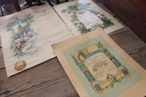 lot 2112 image: Antique 1020s German Confirmation Certificate & More