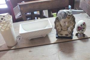 lot 2119 image: Lennox Wicker Vase, Head Vase & More