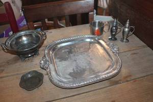 lot 2131 image: Vtg. Silver Tray and More
