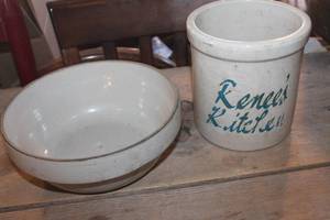lot 2143 image: Vintage 9 wide Crock Bowl & More