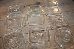 lot 2155 image: Vtg. Federal Glass Refridgerator Lids & More