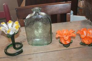 lot 2195 image: Glass Flower Candle Holders and More