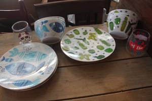lot 2211 image: Plastic Dinner Ware and Glasses