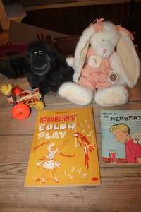 lot 2230 image: Boyds Rabbit, Fisher Price Toy Tractor & More