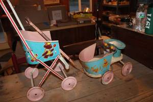 lot 2232 image: Antique Metal Doll Strollers