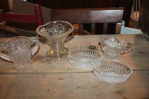 lot 2245 image: Vintage Cut Glass Creamer and More