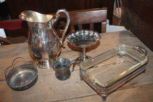 lot 2259 image: Antique Silver Pitcher and More