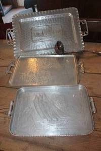 lot 2263 image: Vintage Hammered Aluminum Trays and More
