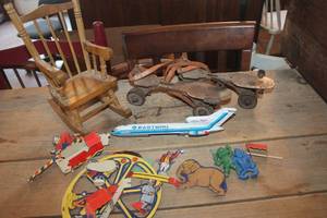lot 2292 image: Wood Doll Rocking Chair, Vtg. Skates & More