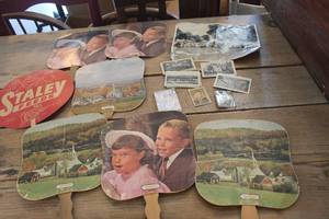 lot 2297 image: Antique Funeral Fans, B&W Pictures & More