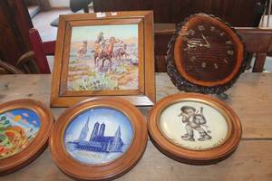 lot 2300 image: Home Dcor Plates, Clock untested & More