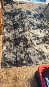 lot 13 image: Faux Fur Area Rug Gray Black Shag