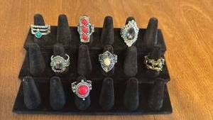 lot 42 image: Collection of 7 Statement Fashion Rings