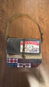 lot 65 image: Myra Bag Shoulder Bag with Bicycle and Plaid Print