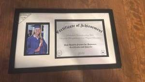 lot 72 image: Framed Certificate of Achievement with Photo