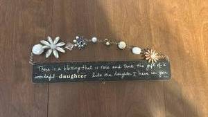 lot 88 image: Decorative Wall Hanging with Beaded Flower Charms and Inspirational Text