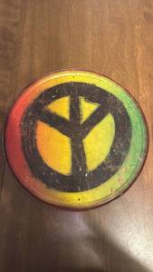 lot 98 image: Peace Logo Wall Art Round Metal Sign 12 inch
