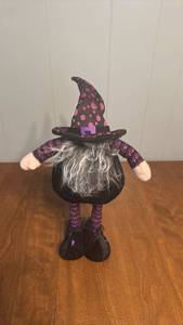 lot 99 image: Witch Gnome Doll with Polka Dot Hat Purple Accents