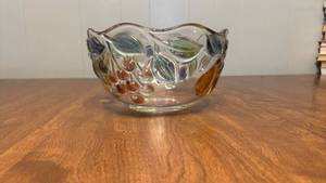 lot 116 image: Glass Bowl with Molded Fruit and Leaf Design