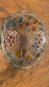 lot 117 image: Glass Oval Platter with Fruit Motif Relief Design