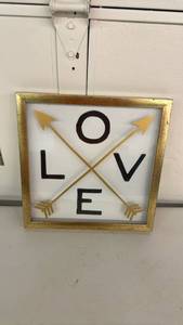 lot 152 image: LOVE Wall Art Print with Gold Frame and Arrows