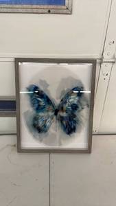 lot 155 image: Framed Butterfly Wall Art Print Blue Tones