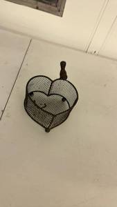 lot 159 image: Heart-Shaped Metal Mesh Basket