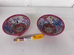 lot 167 image: Fresco Decorative Oval Bowls Pink 2-Pack with Serving Utensil