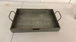 lot 171 image: Metal Rectangular Tray with Loop Handles
