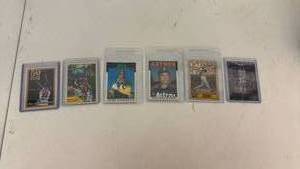 lot 186 image: 6 Sports Trading Cards in Protective Cases Mixed Lot