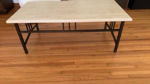 lot 909 image: Coffee Table Light top Dark Metal Frame 18X47X24